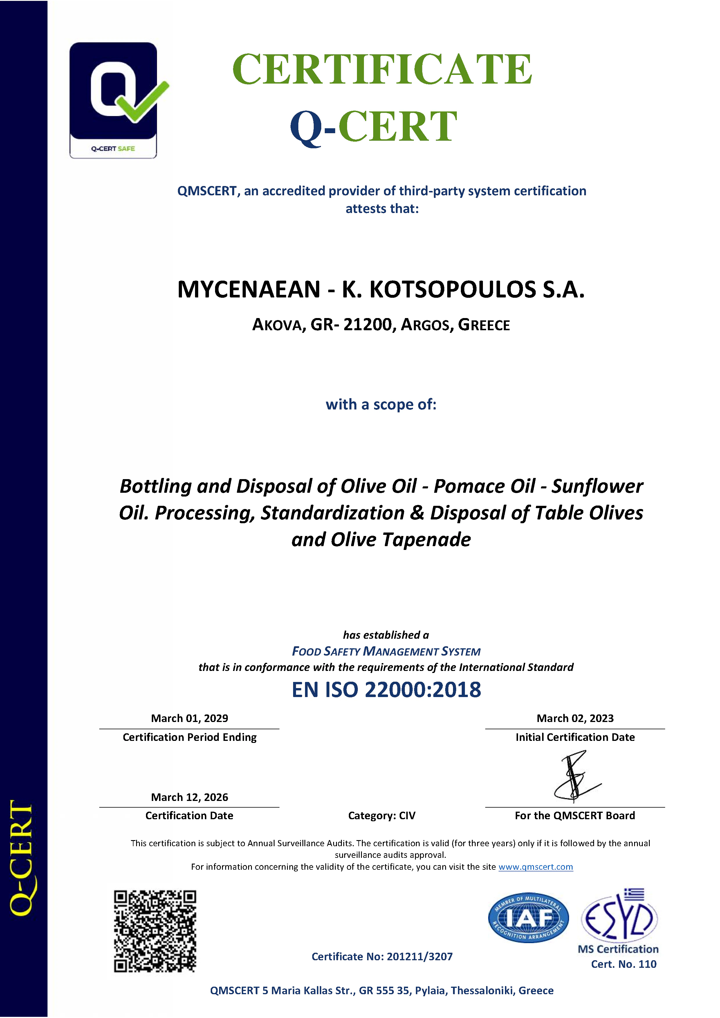 3. Certifikát kvality